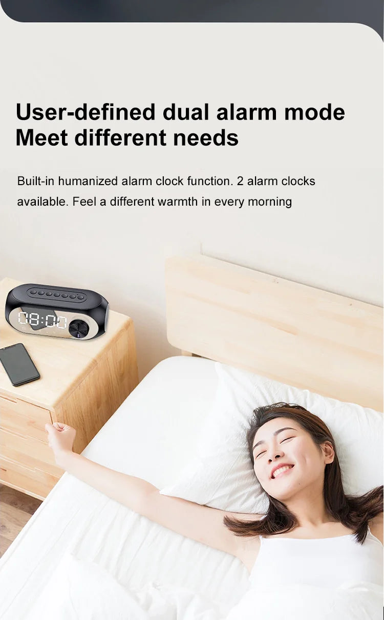 Alarm Clock Portable Bluetooth Speaker Radio FM Subwoofer Wireless Sound Box Music Mini Woofers Caixa De Som Coluna Lamp Bocina