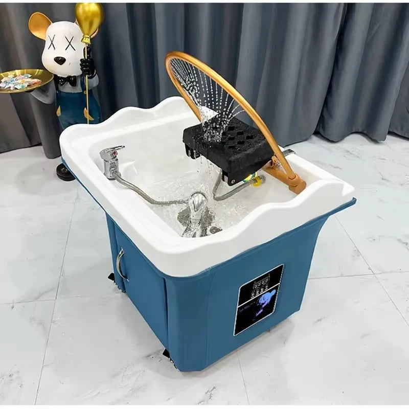 Japanese Head Spa Wash Basin Chair with Ceramic Sink - Tidesmit Massage Chairs Blue Tidesmit
