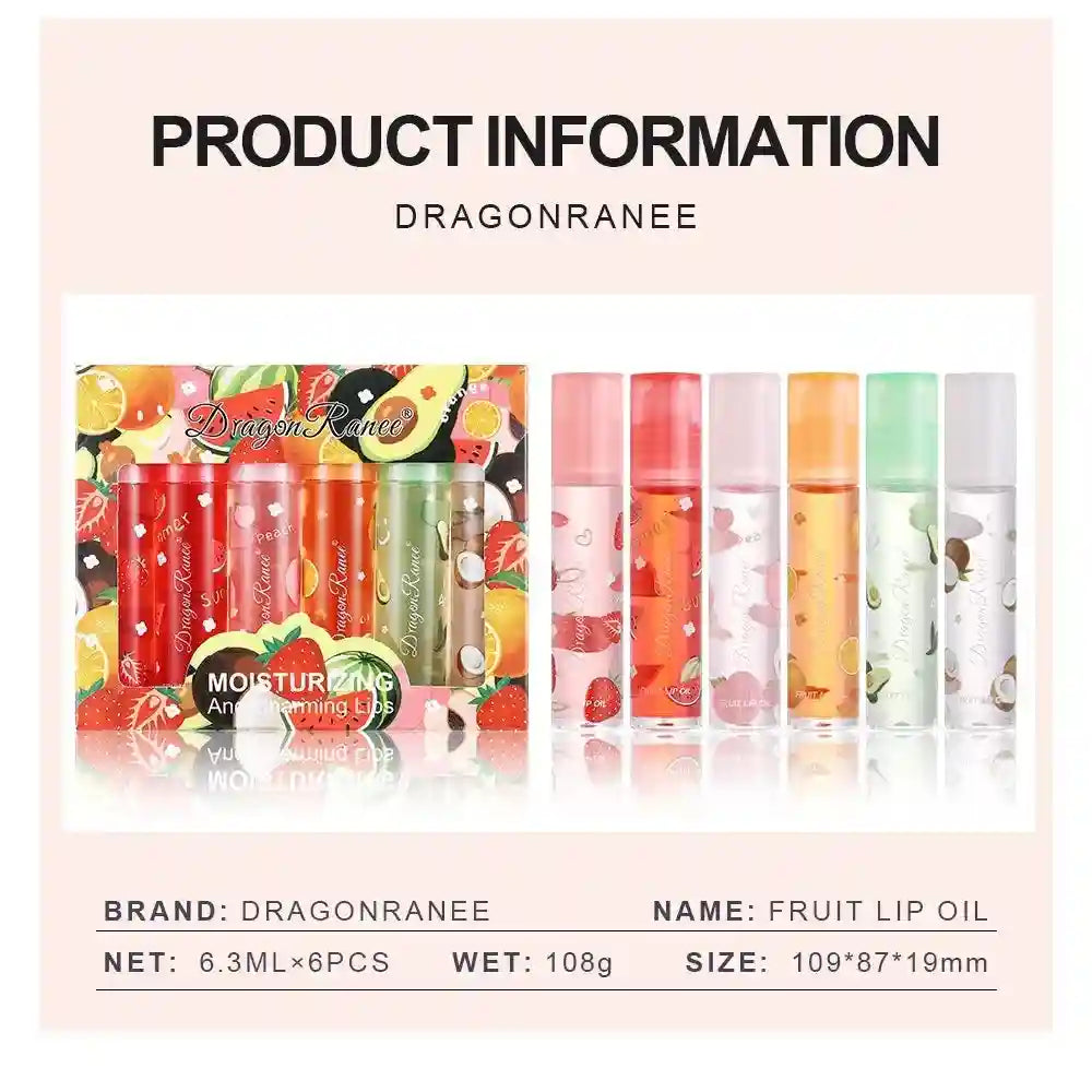 Strawberry Lip Gloss Set - 6 Pack Moisturizing Lip Treatment Oil Lip Care Tidesmit