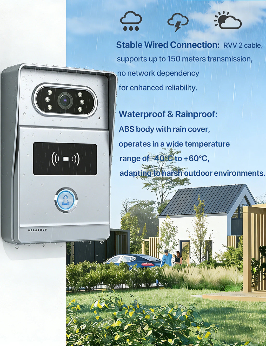Tuya 7' Touch Screen Smart Video Doorbell System 2-Wire Remote RFID Unlock Night Vision Home Intercom Kit for Villa
