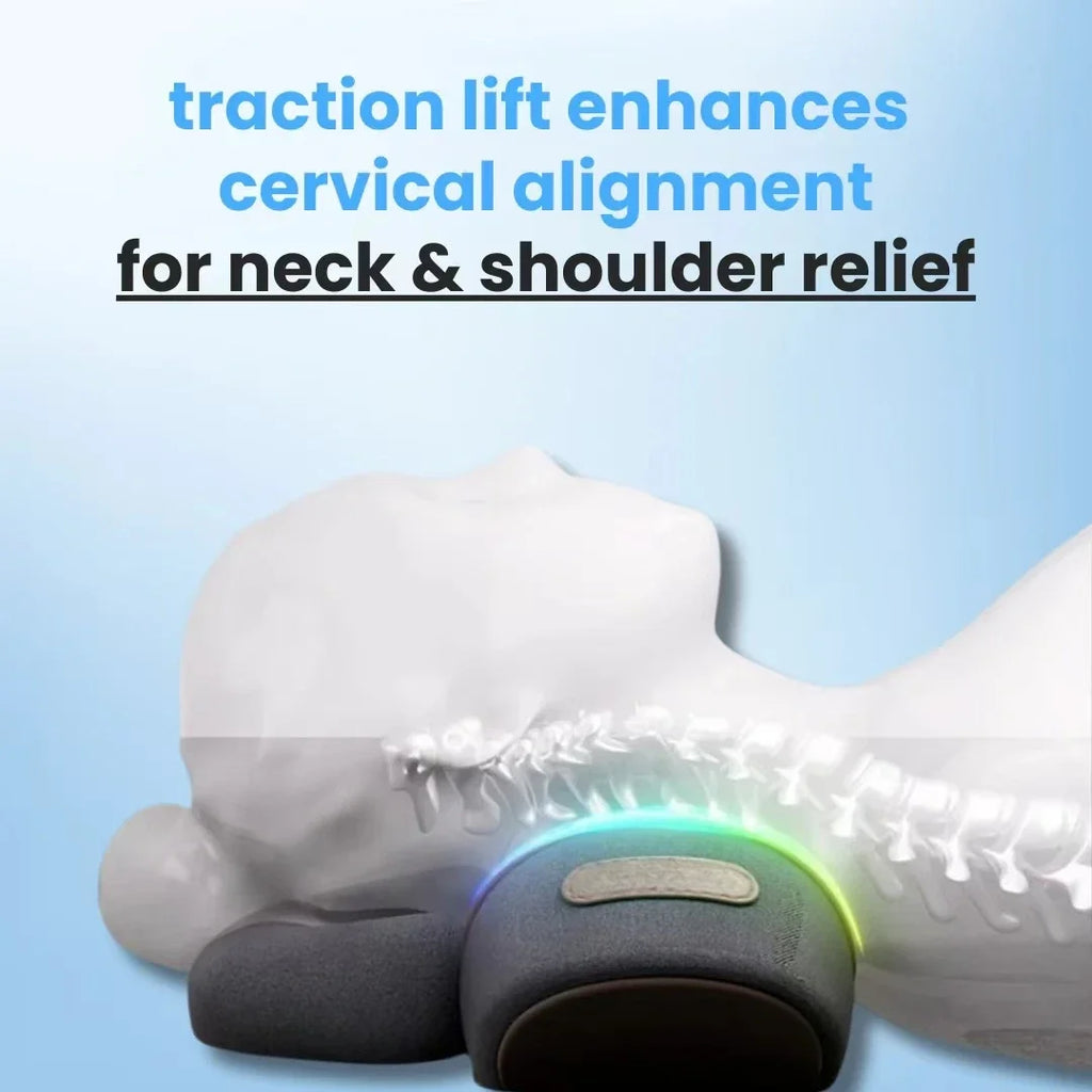 Neck Traction Pillow with Heat Vibration Massager | Tidesmit Massage Cushion Tidesmit