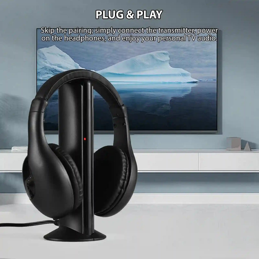 Wireless TV Headphones with Transmitter - 98ft Range, Low Latency Audio Tidesmit