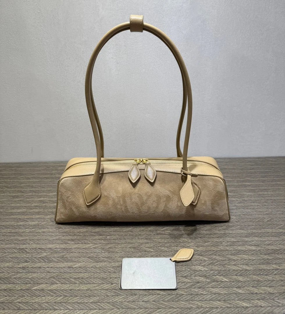 2026 high-quality genuine leather sausage bag, high-end customized high silk gloss leather handbag, women's shoulder bag