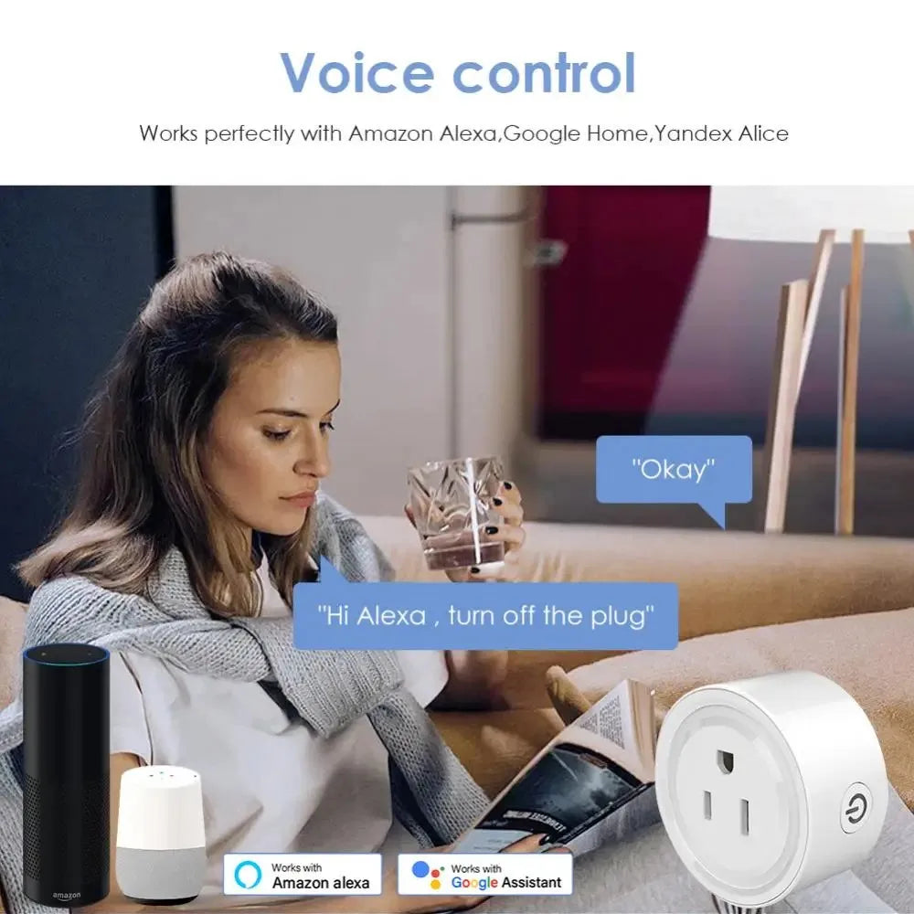 Smart Wifi Plug US Standard with Remote App Control for Alexa and Google Tidesmit