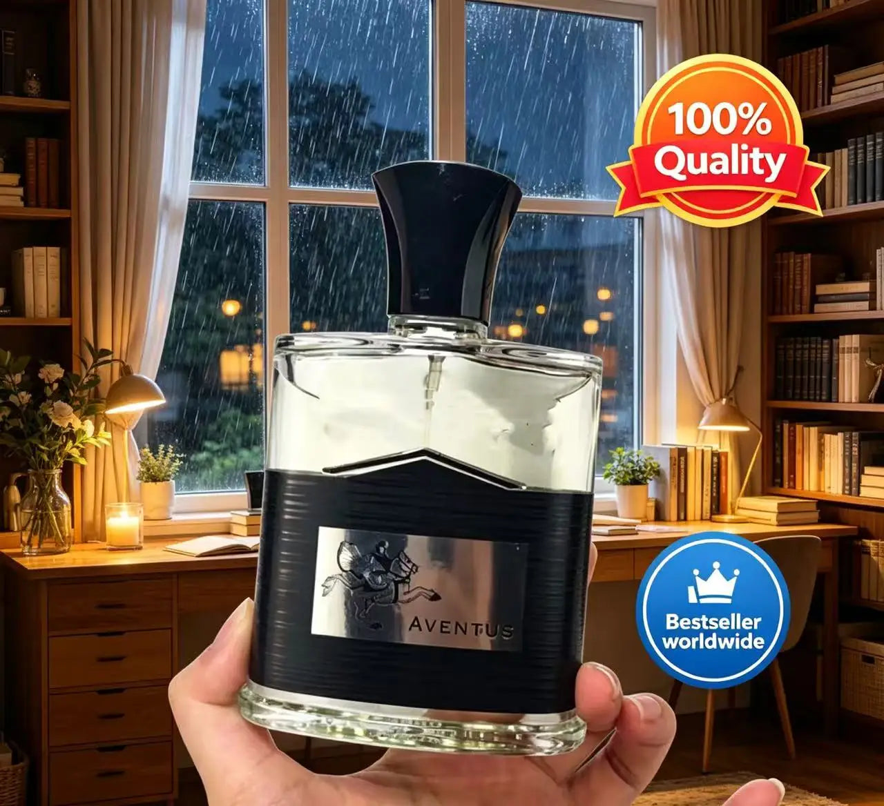 Creed Aventus 120ml parfum for men. Iconic black and glass bottle. Long-lasting luxury cologne for men. Original scent.