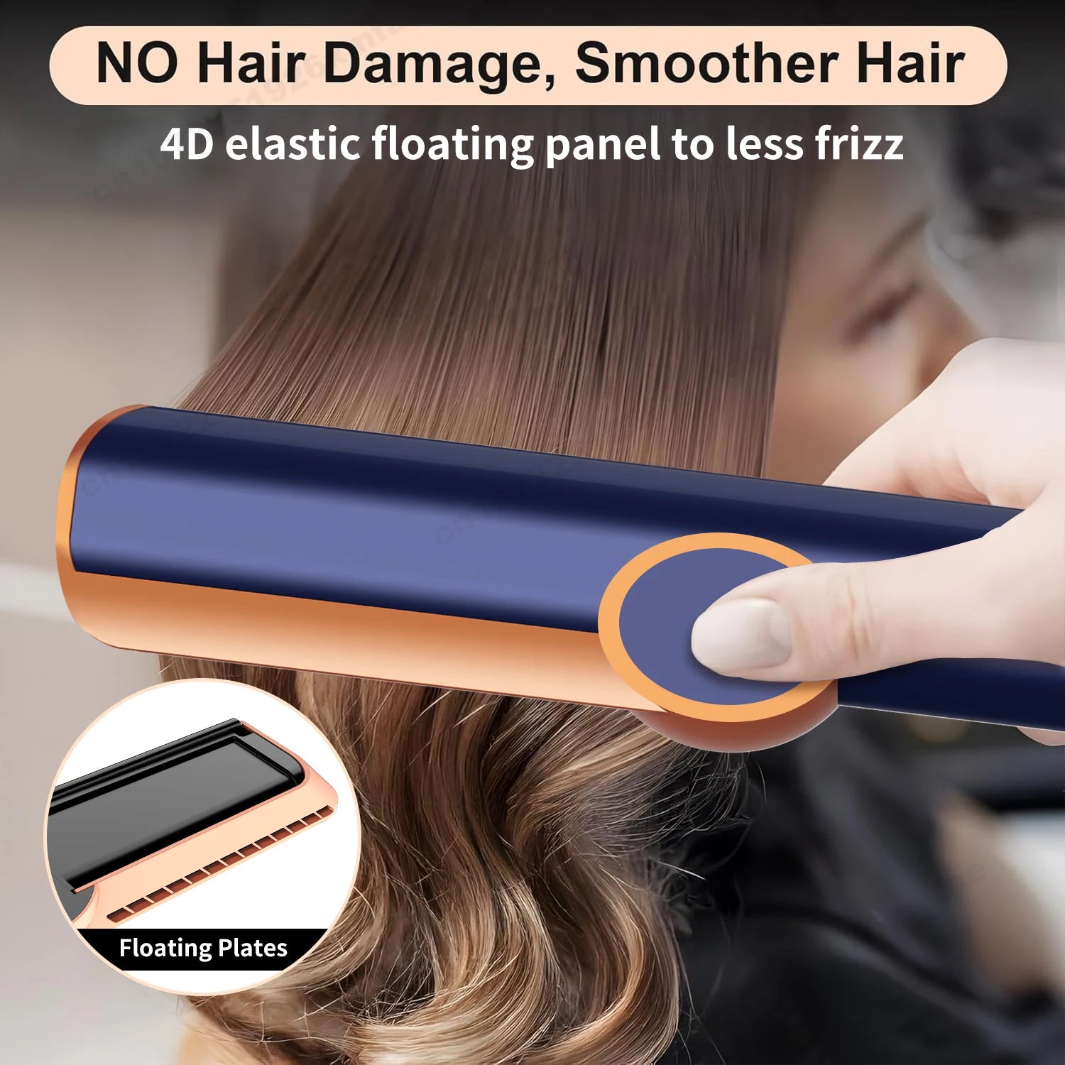 SenCiciMen 2-in-1 navy and gold hair straightener with 4D elastic floating plates for frizz-free, smooth hair styling.