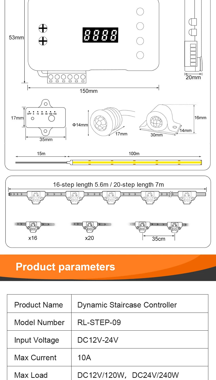 1-28 Steps Sensor LED Stair Light PIR Motion Sensor Stair Lighting COB LED Strip Kit With Plug For Indoor LED Staircase Light
