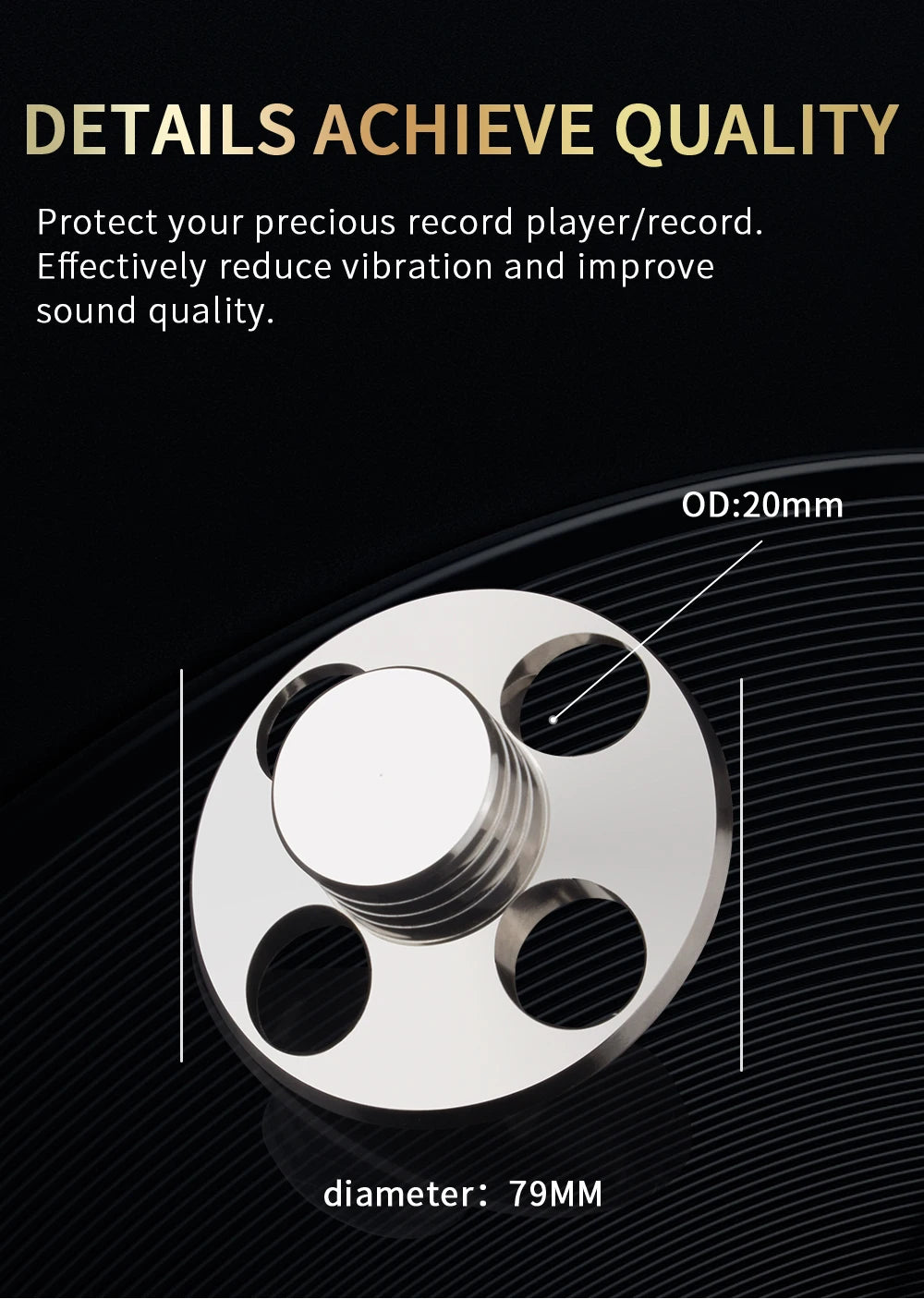 YYAUDIO Vinyl Record Weight 304 Stainless Steel LP Disc Stabilizer Turntable Clamp Reduce Vibration for Record Player Phonograph