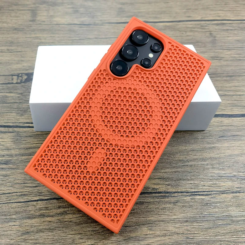Samsung Galaxy S25 Magnetic Heat Dissipation Phone Case | Slim Shockproof Orange Tidesmit