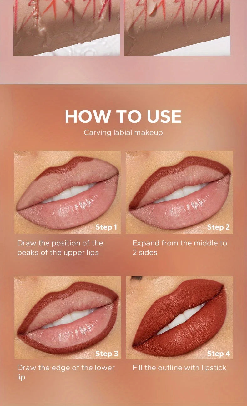 Beauty Glazed waterproof matte lip liner tutorial showing pigmented, natural shaping and long-lasting lip makeup steps.