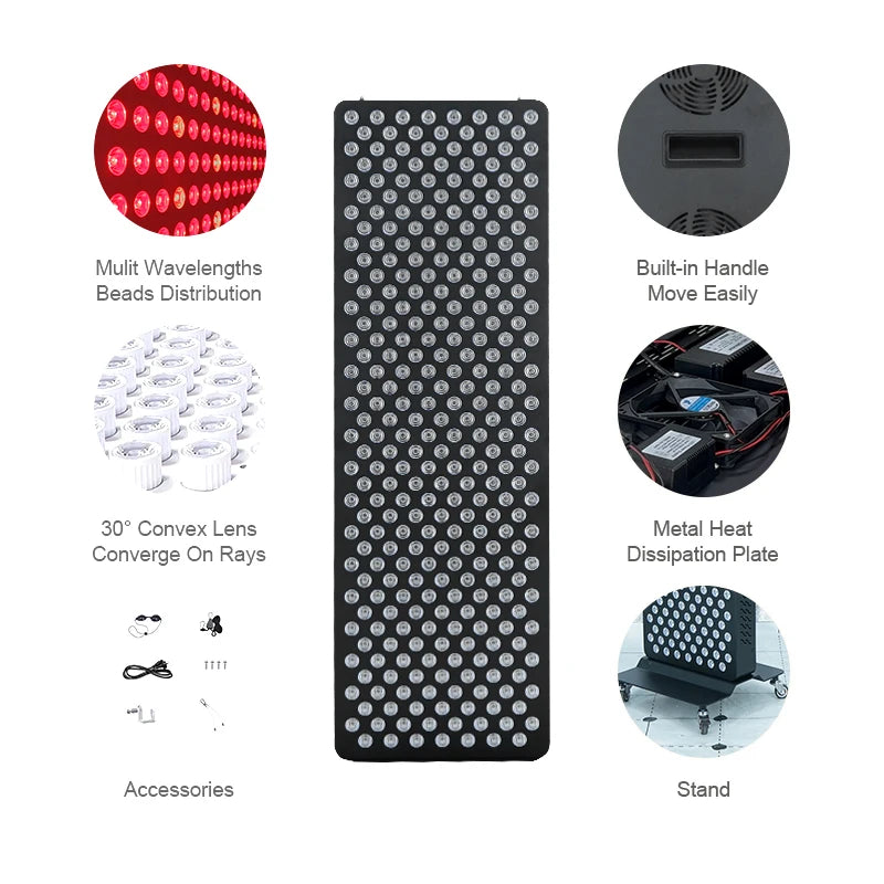 LED Red Light Therapy Panel with Stand Near Infrared Therapy Lamp Devices for Body Pain Relief and Skin Care