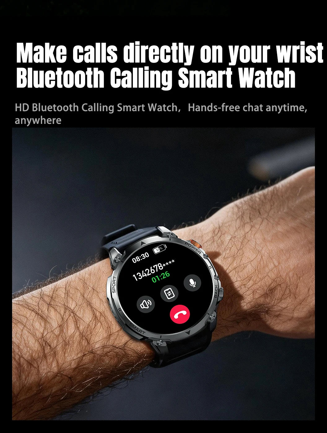 New outdoor GPS path 1.46"100+sport Bluetooth calling Smart Watch IP68 Waterproof Sports Run tracker Outdoors Compass Smartwatch