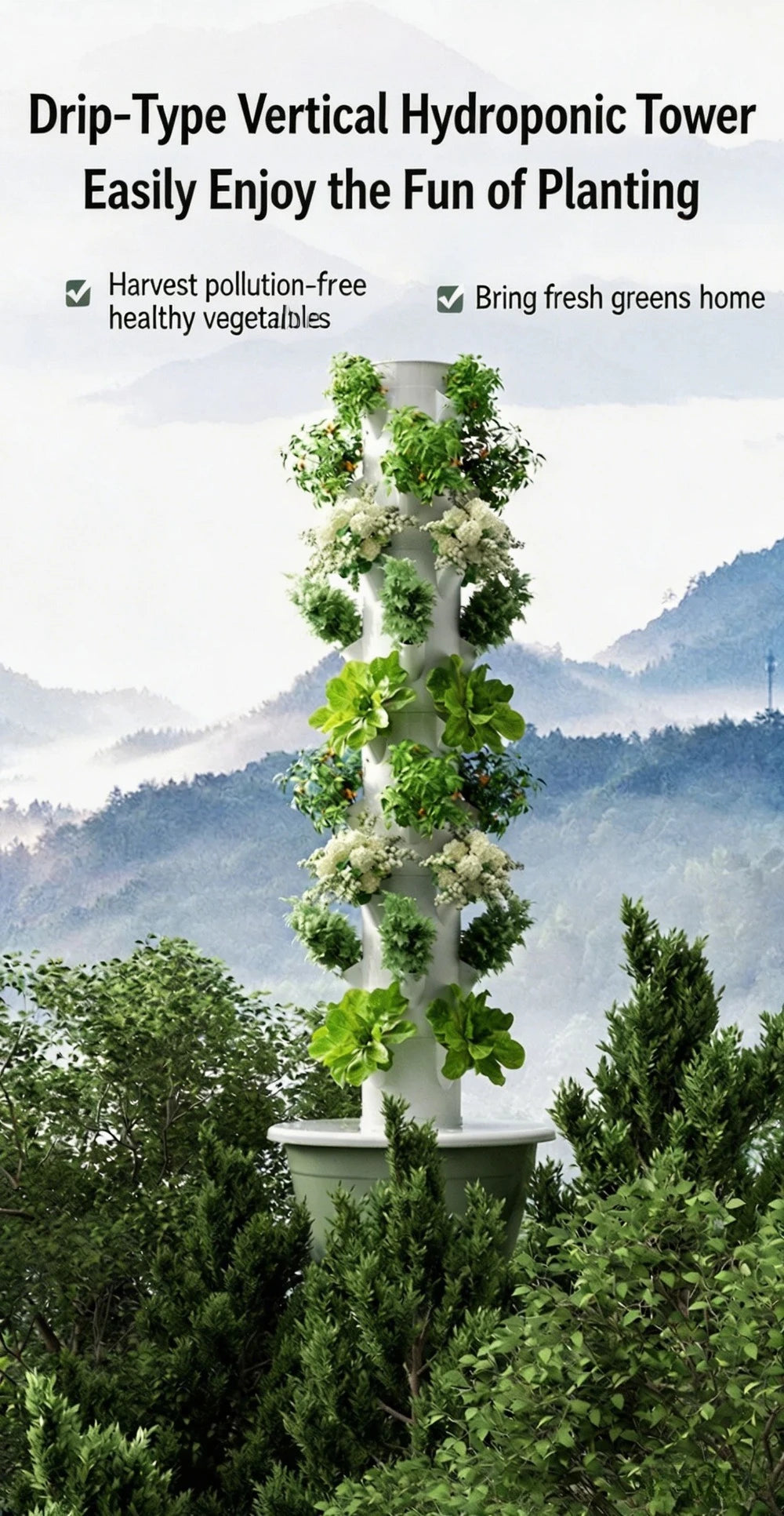 Hydroponic Growing System - Vertical Aeroponic Tower Garden for Indoor Plants, Automatic Watering, Space Saving, Ideal for Home