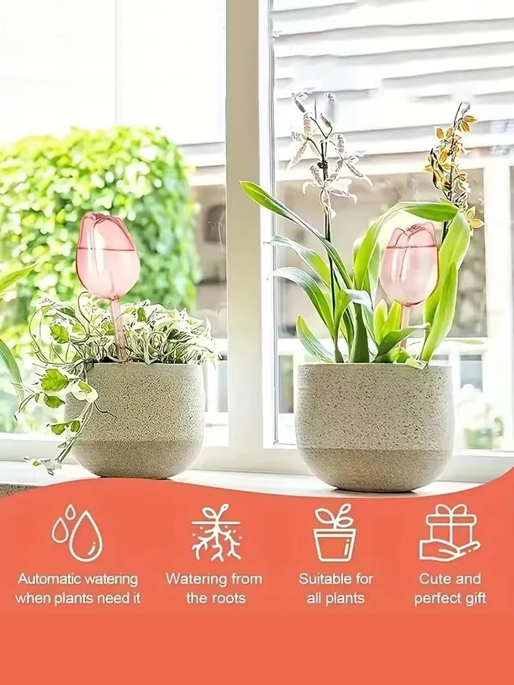 Automatic Plant Watering Tulip Dripper Set 1 3 6 12 Pcs Lightweight Houseplant Drip Irrigation Device for Indoor Outdoor Flower Pot Garden