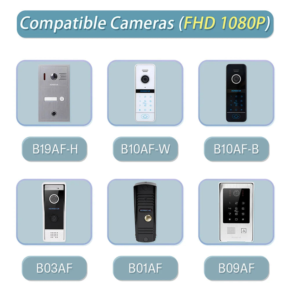 BA22D-W 4 Wire 7" Touch Screen Monitor Motion Detection For HOMSECUR Tuya Smart WIFI Video Doorphone 1080P FHD