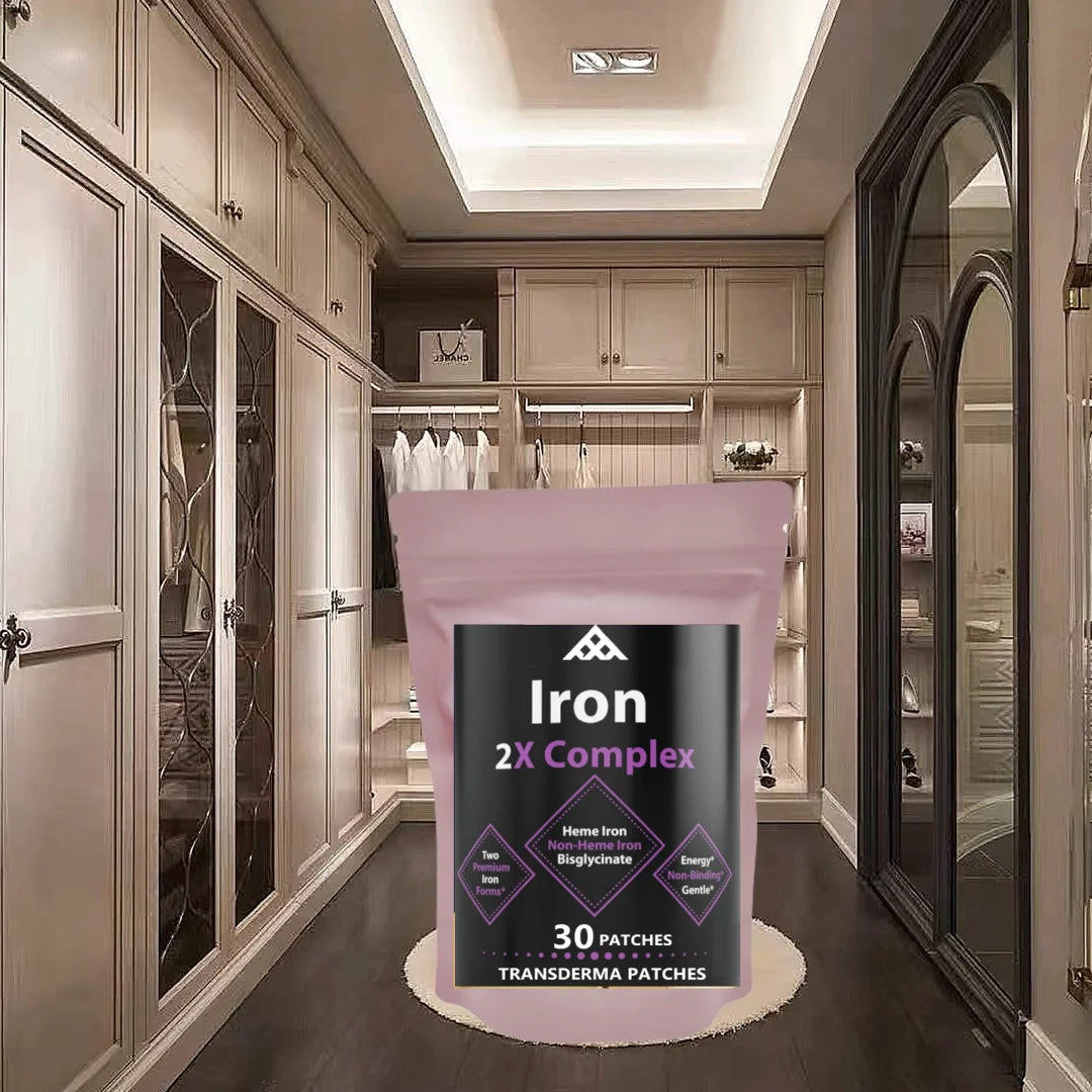 30 Patches Iron Complex Transdermal Patches With Folate, Vitamin B6 Vitamin C For Anemia And Blood Building Support