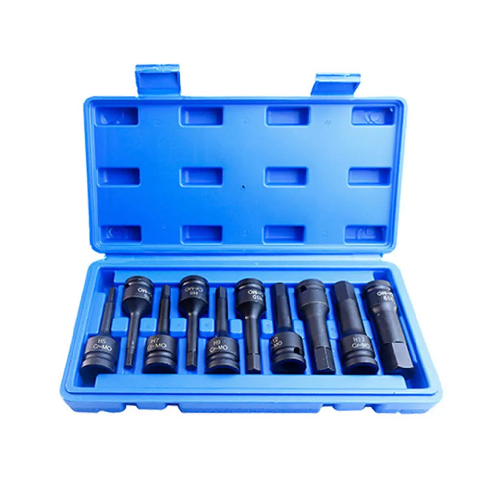 Podofo 10 Pcs Torx Impact Socket Bits 1/2 Inch Drive Socket Adapter Screwdriver Bits Hexagonal Screwdriver Bit Socket Set H5-H19