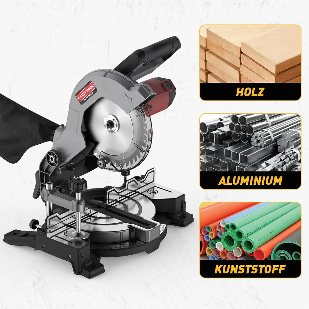 45° Bevel Compound Miter Saw 8inch, 1400W Electric Mitre Saw with 24T Carbide Blade, 5000 RPM, Woodworking Cutting Tool for Wood
