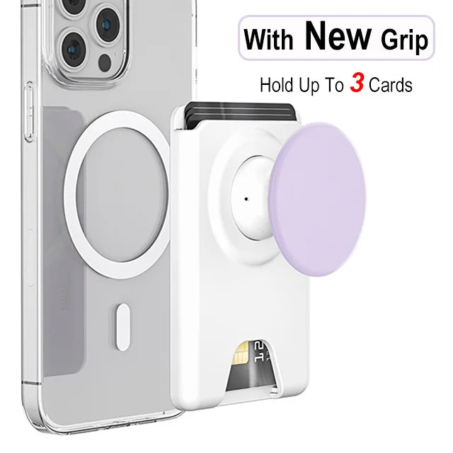 Magnetic Phone Wallet Case with Grip - Slim Shock-Absorbing Cover White Purple Tidesmit