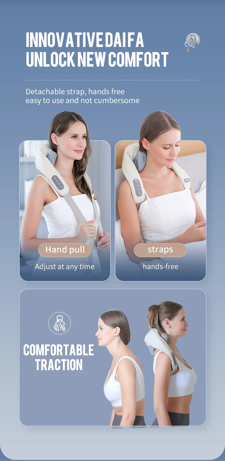 Back Massager Shawl with Heat - Rechargeable Deep Tissue Relief Device Back Massage Instrument Tidesmit