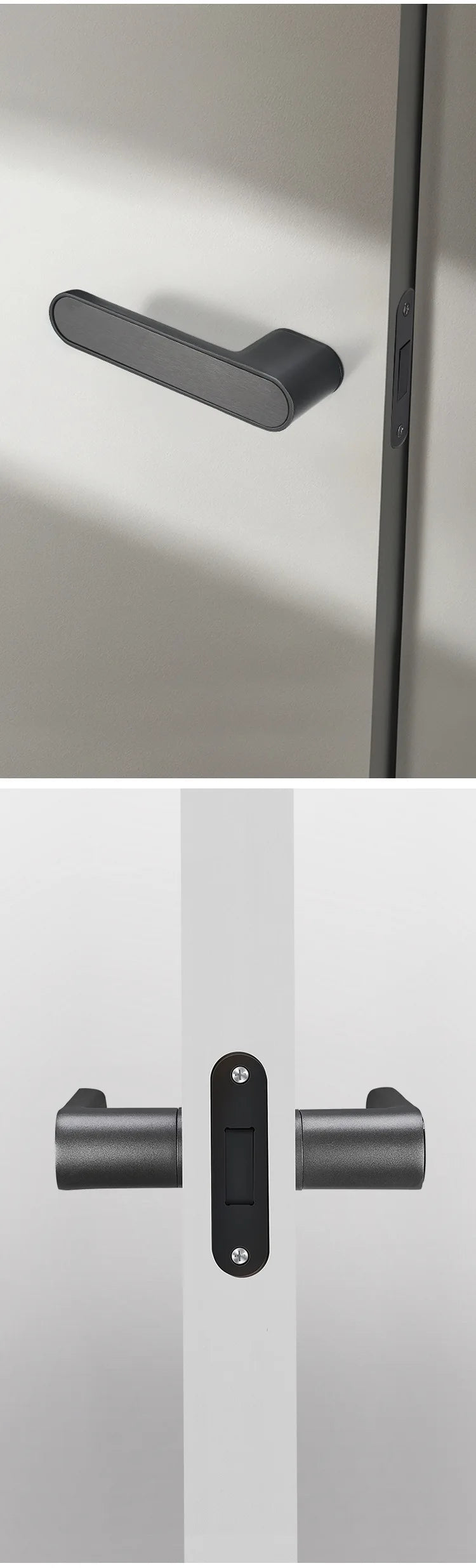 New High Aesthetic Minimalist Room Door Lock, Magnetic Silent Lock, Wooden Door Handle, Minimalist Style