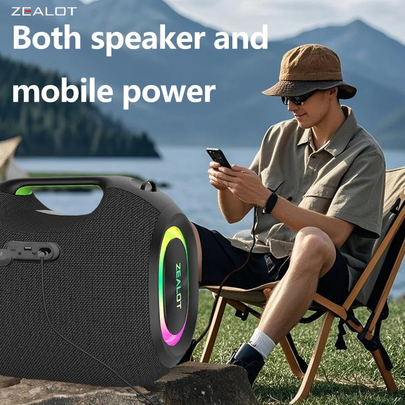ZEALOT-ZE01 300W Big Power Wireless Speaker TWS Subwoofer Bluetooth Speaker High Volume Waterproof Portable Mobile Power HIFI Sound Qual Ultra-Long Battery Life
