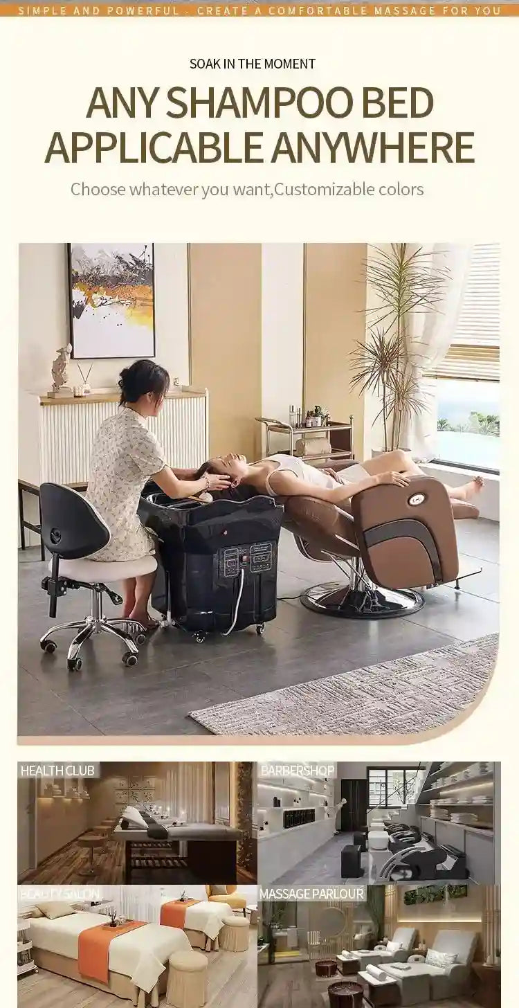 Portable Shampoo Bed with Water Tank - Mobile Spa Chair Black/White Massage Chairs Tidesmit