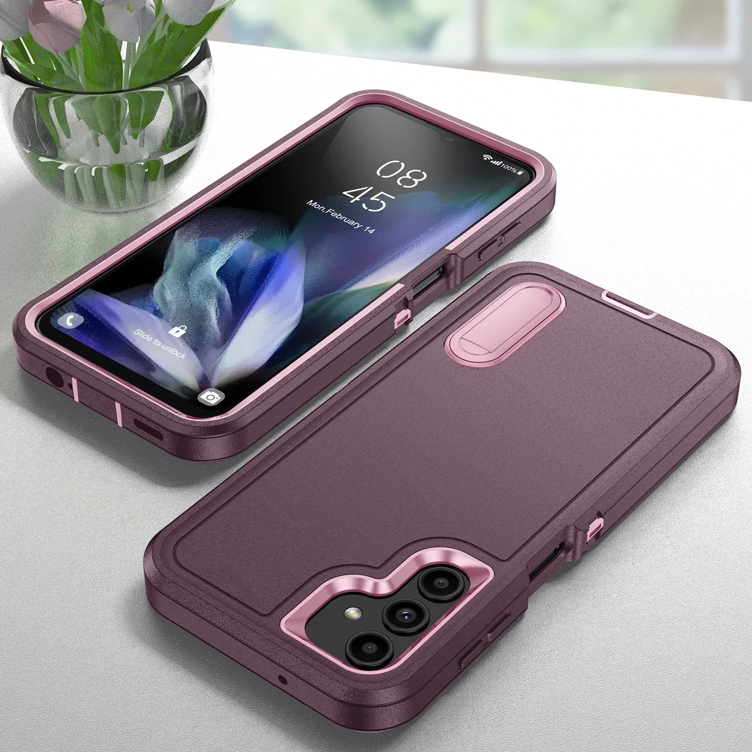 Samsung Galaxy A56 Case with Integrated Kickstand - Shock-Absorbing Cover PURPLE Tidesmit