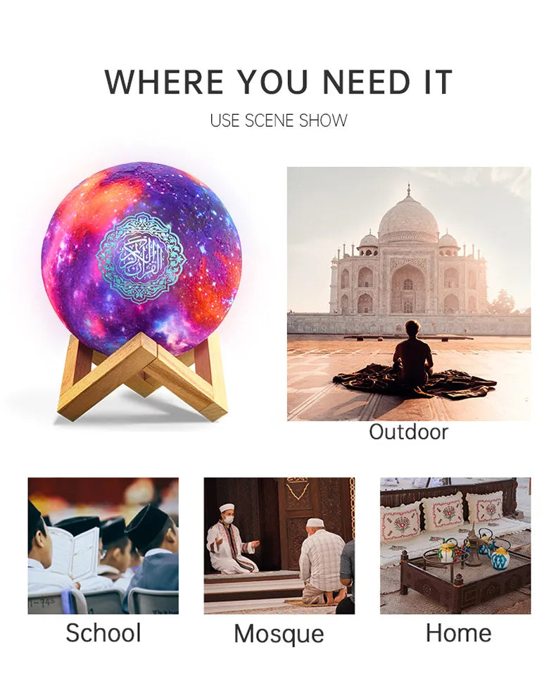 Bright Lamp Quran Islam Arab Muslim Koran Azan Wireless Bluetooth Speaker Portable Night Light Holy Ramadan Islamic Arabic Mp3