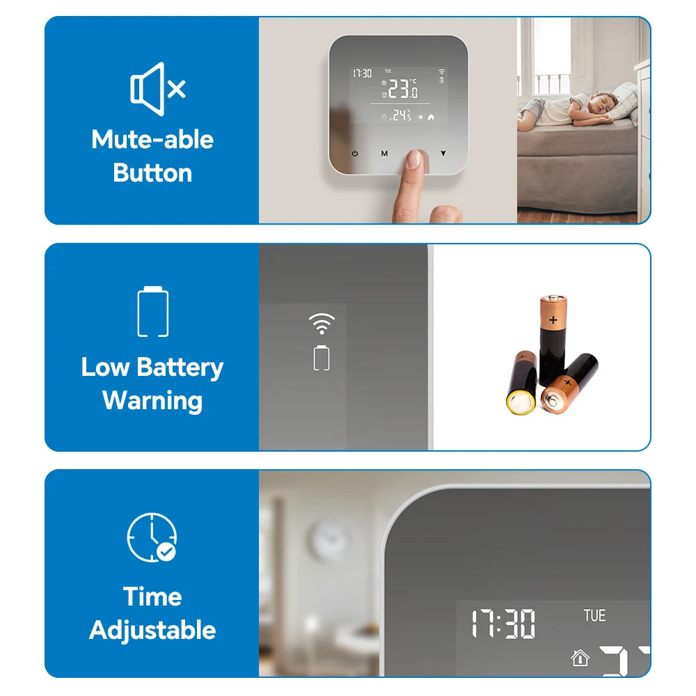 WiFi Thermostat for Boiler Battery Powered Accurate Heating Cooling Control for Your Home Compatible with Alexa Google Alice