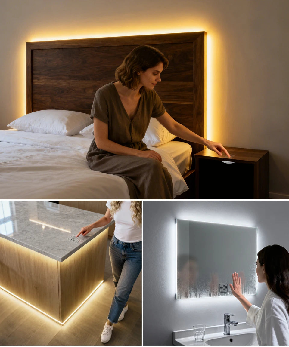 24V COB LED Neon Light Strip No Dark Spot Waterproof  Flexible Silicone Rope Light With Touch Dimmer Switch For Home Wall Decor