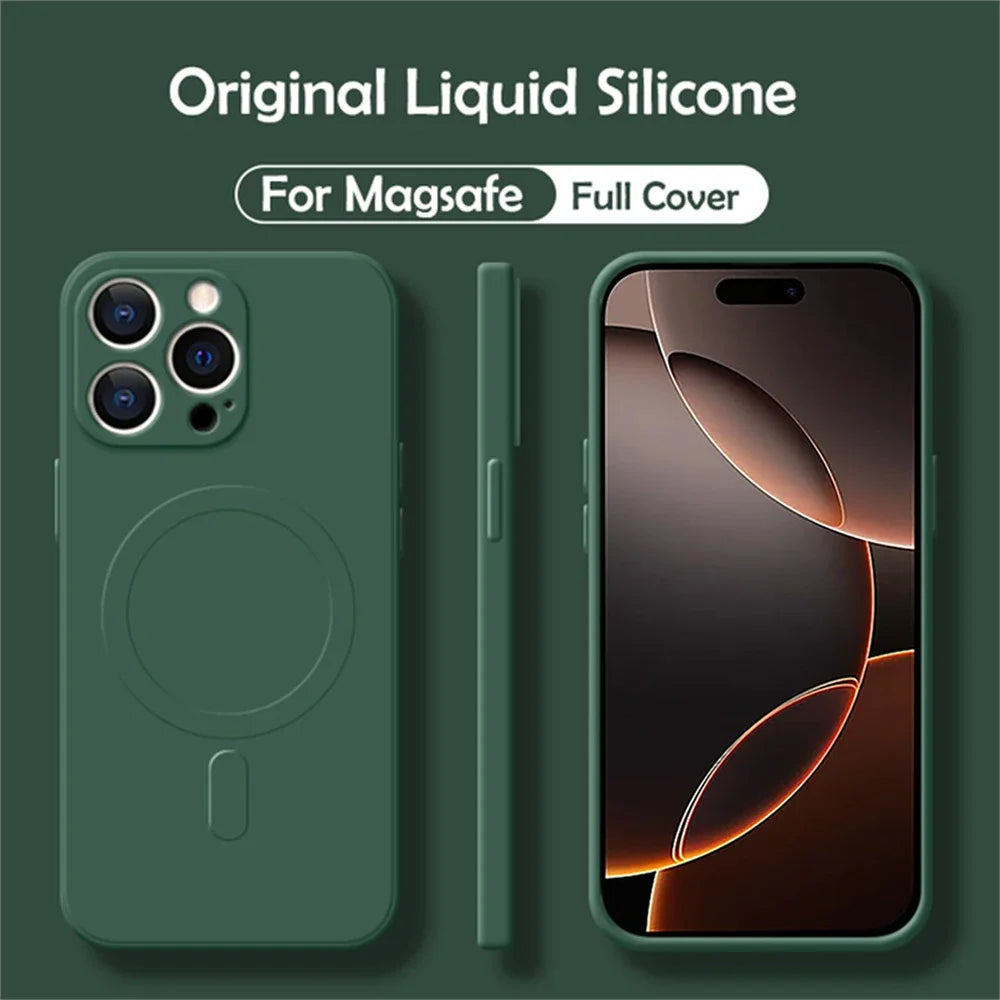 Magnetic Silicone iPhone Case - Shock-Absorbing MagSafe Cover for iPhone Tidesmit