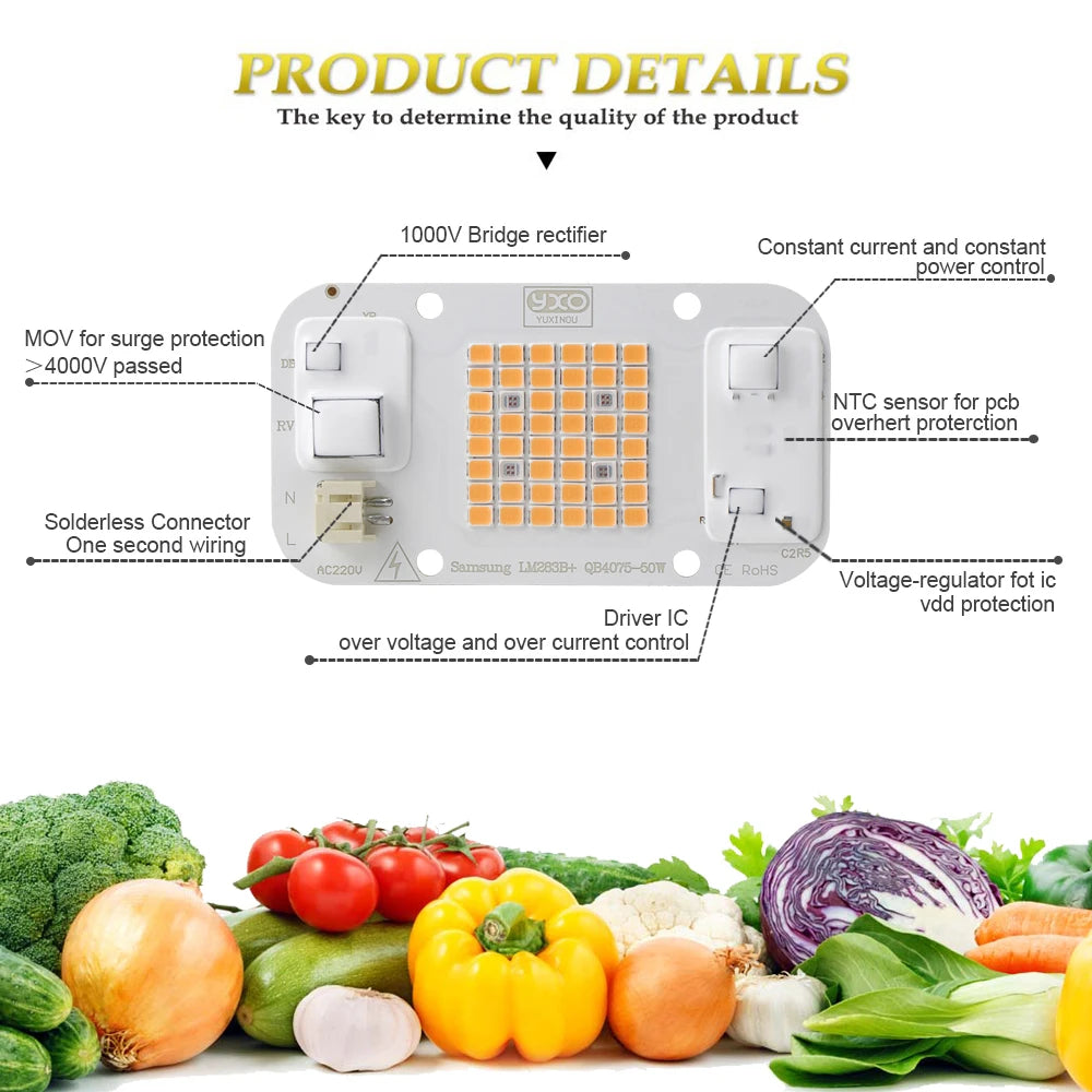 Quantum LED Grow Light Chip LM283B+ 100W 50W DOB COB Full Spectrum Welding Free 220V 110V LED Chip For Indoor Plants