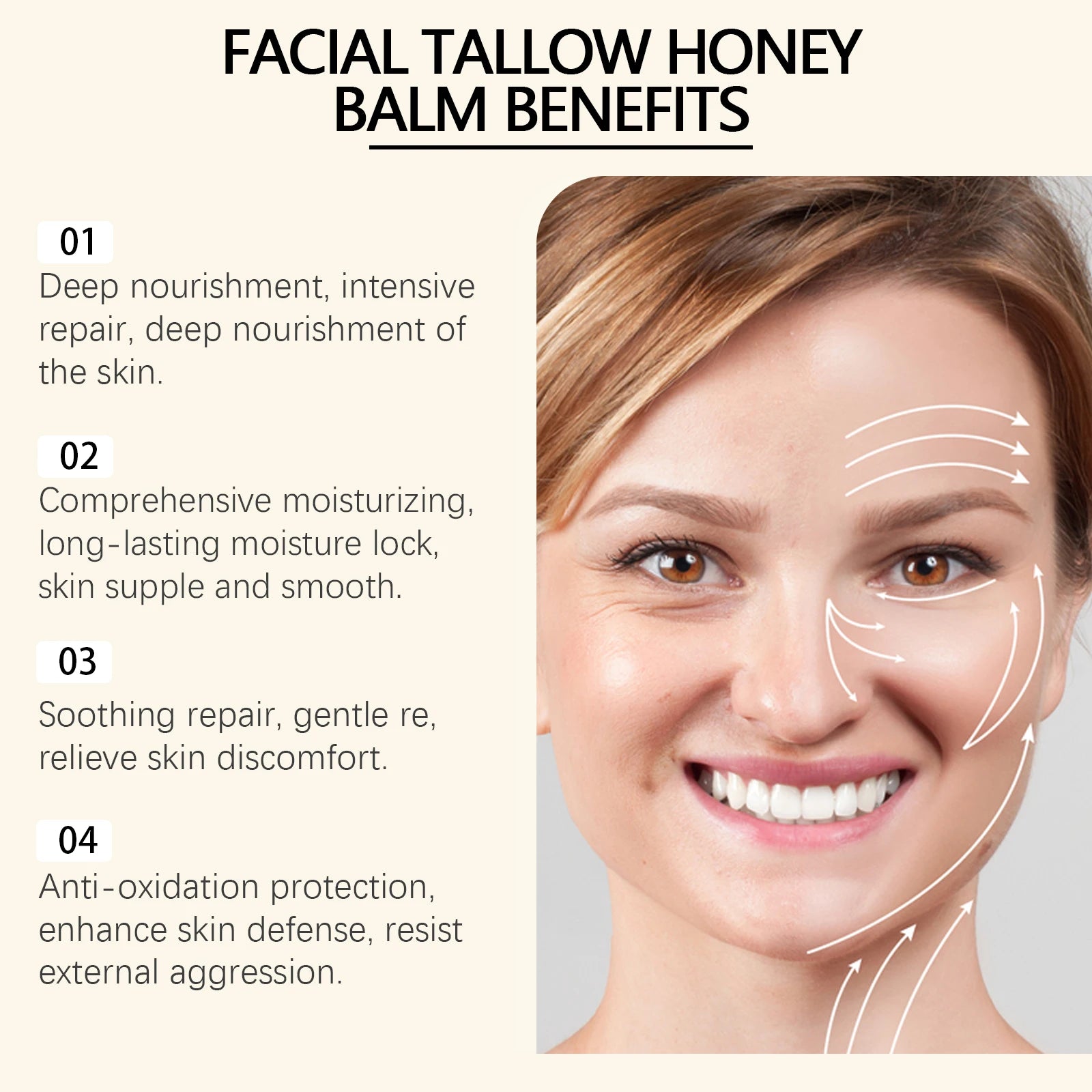 OUHOE Winter Skincare Facial Tallow Honey Balm Long-lasting Moisturizing Prevent Dryness Deep Nourish Skin Relieve Sensitivity