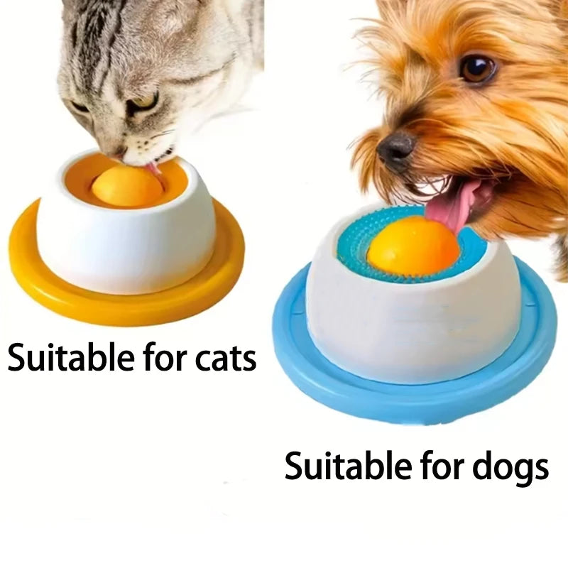 Interactive dog and cat dental lick mat, non-slip slow feeder bowl for pet mental enrichment and anxiety relief.