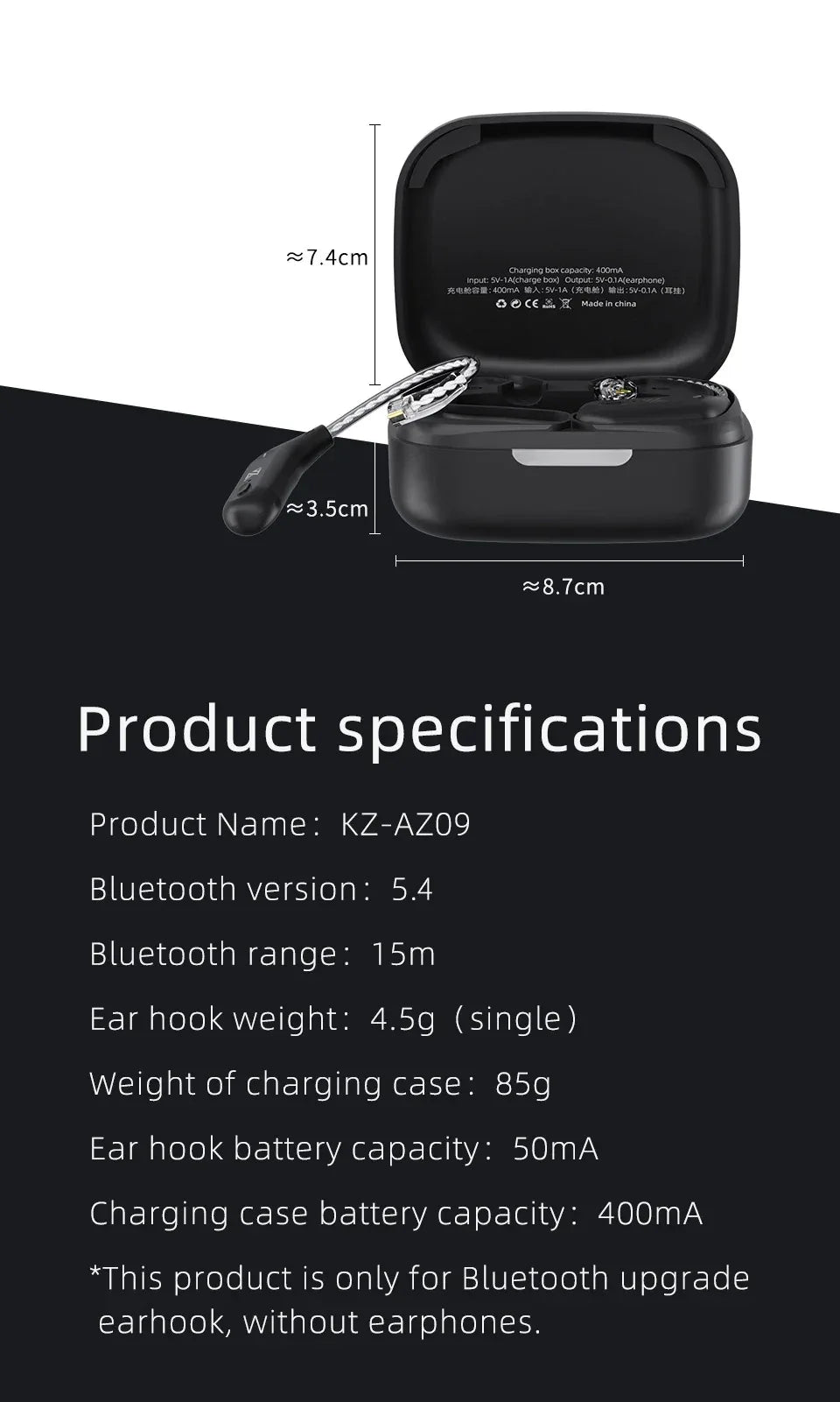 Bluetooth 5.2 Wireless Ear Hooks for KZ Monitors - Tidesmit Tidesmit