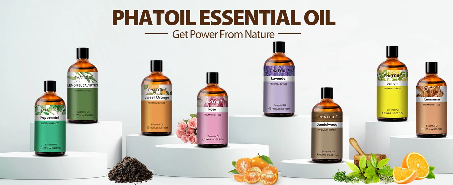 PHATOIL 100ml Premium Essential Oil Sandalwood Lavender Eucalyptus Peppermint Lemongrass Vanilla Aromatherapy Essential Oils