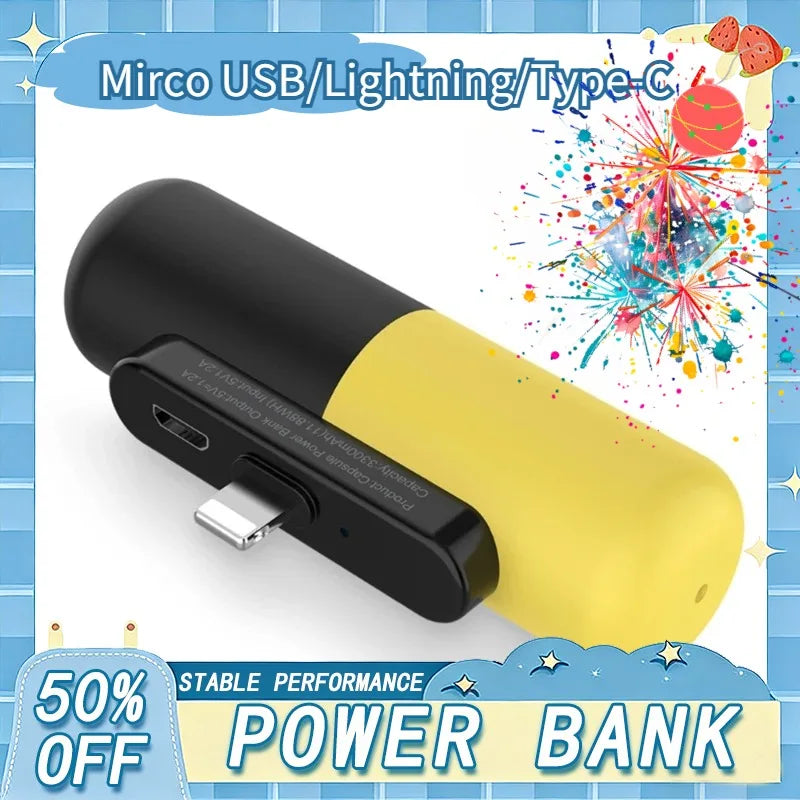 Mini Portable Charger 3000mAh for iPhone and Android - Fast Charging Tidesmit