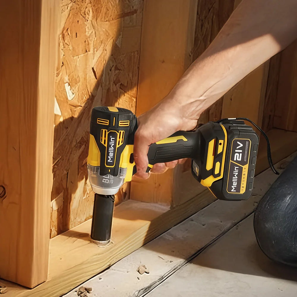 MELLWIN 520N·m Brushless 3IN1 Electric Impact Wrench Cordless Electric Drill Screwdrive Power Tool Set For Makita 18VBattery Pin