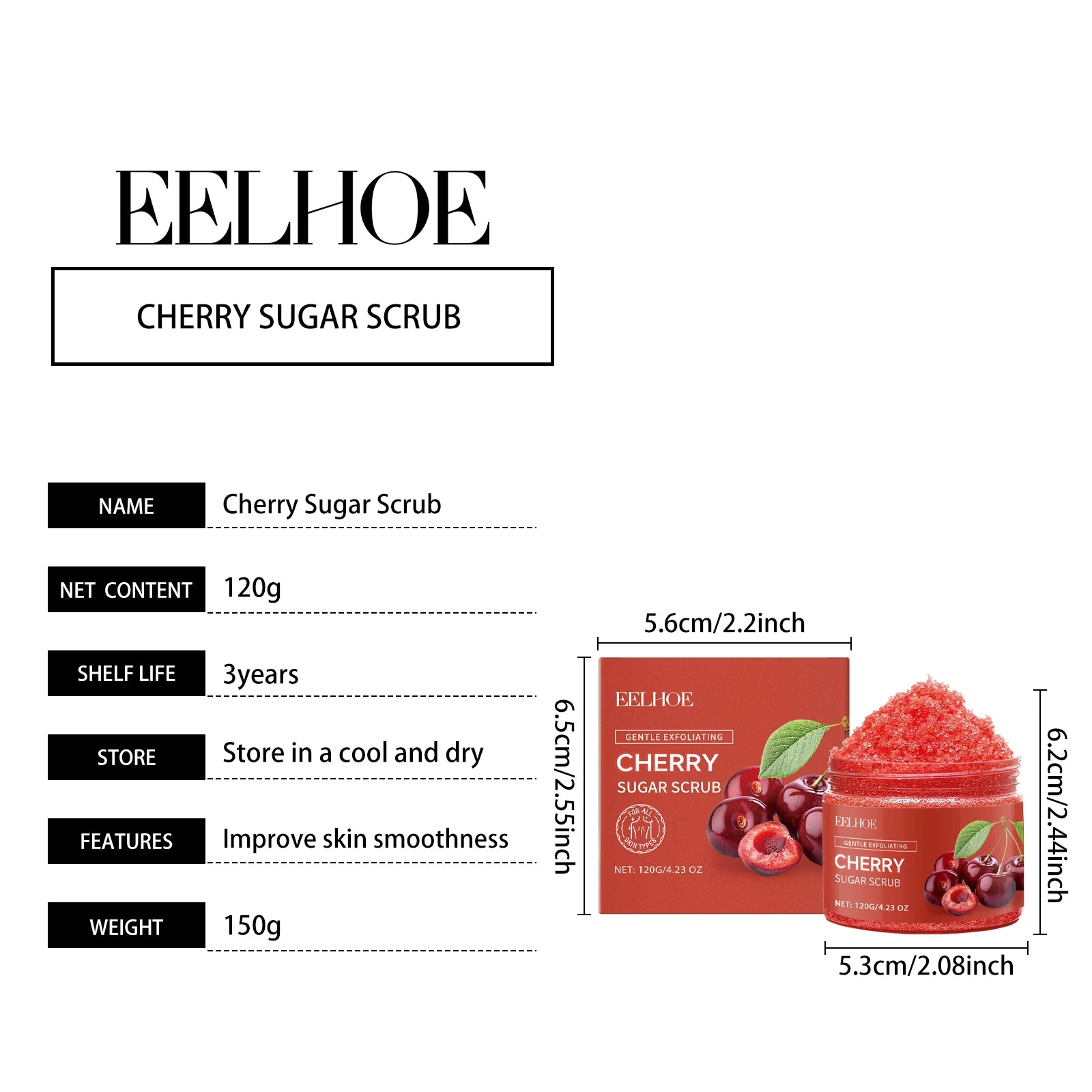 Cherry Sugar Body Scrub for Smooth Skin - Exfoliating Set Scrubs Treatments Tidesmit