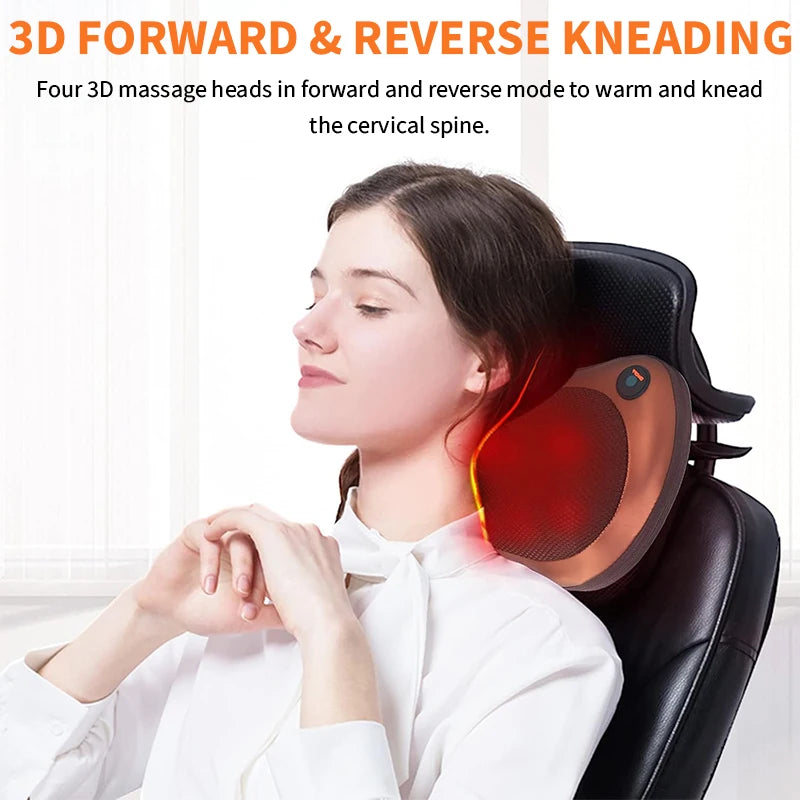 Electric Cervical Neck Massager with Heat Therapy & Spine Support Massage Cushion Tidesmit