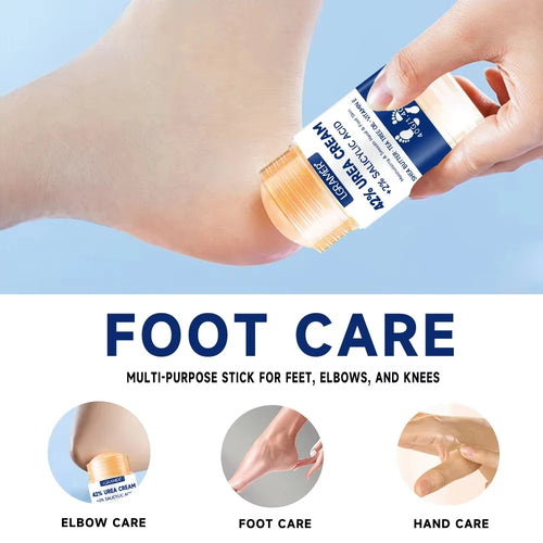 LGRAMER 42% urea cream jar held above foot, cream being applied
