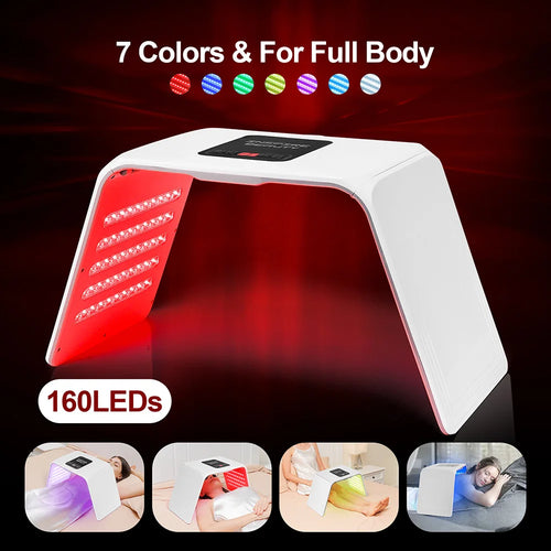 Arch-shaped red light therapy device with 160 LEDs for skin wellness and full-body phototherapy treatment.