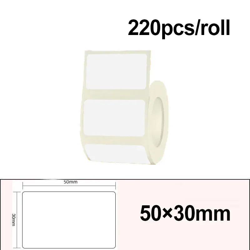 White thermal label sticker roll, 50x30mm label size, 220 pcs/roll