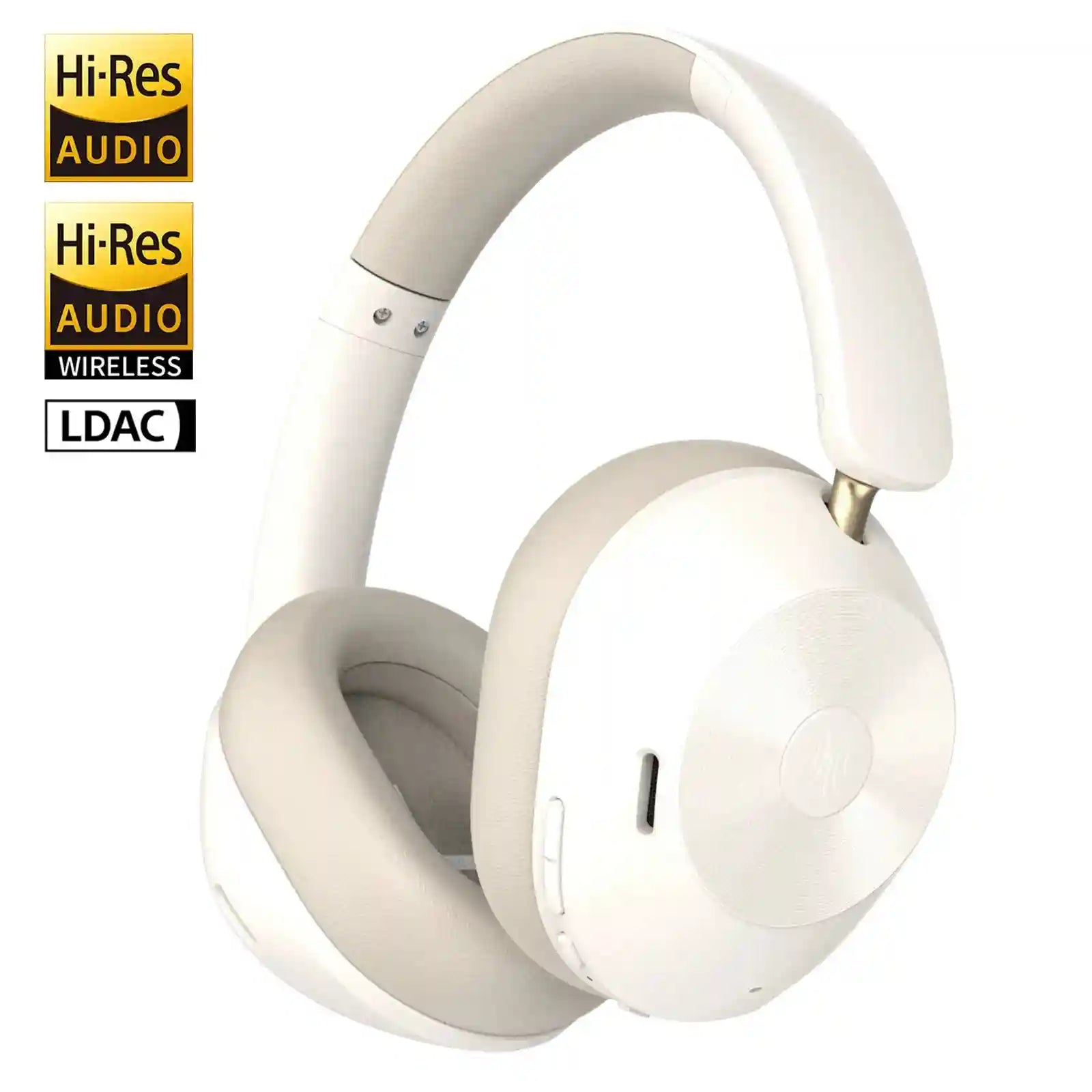 Wireless Noise Cancelling Headphones - Over-Ear Studio Monitor Audio White Tidesmit