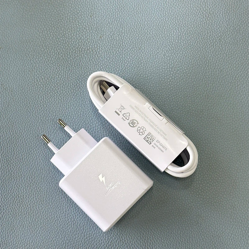 Samsung 45W USB-C Fast Charger for Galaxy S25 S24 Ultra - Official Power EU White with 2M Tidesmit