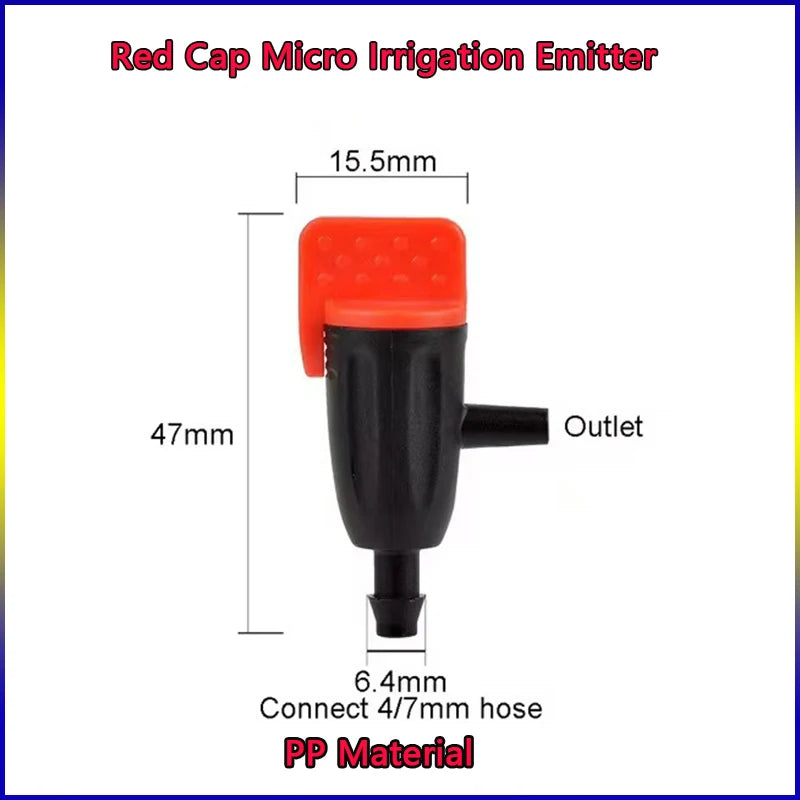 4/7mm LDPE Drip Tubing Kit PP Adjustable Red Cap Dripper + Y Shape Ground Stake DIY Garden Micro Irrigation Watering Accessories