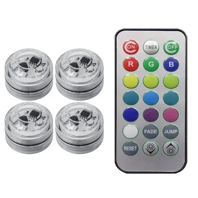 Wireless LED Car Interior Lights - Multi-Color Adhesive Set 4 Lamp 1 Controller Tidesmit