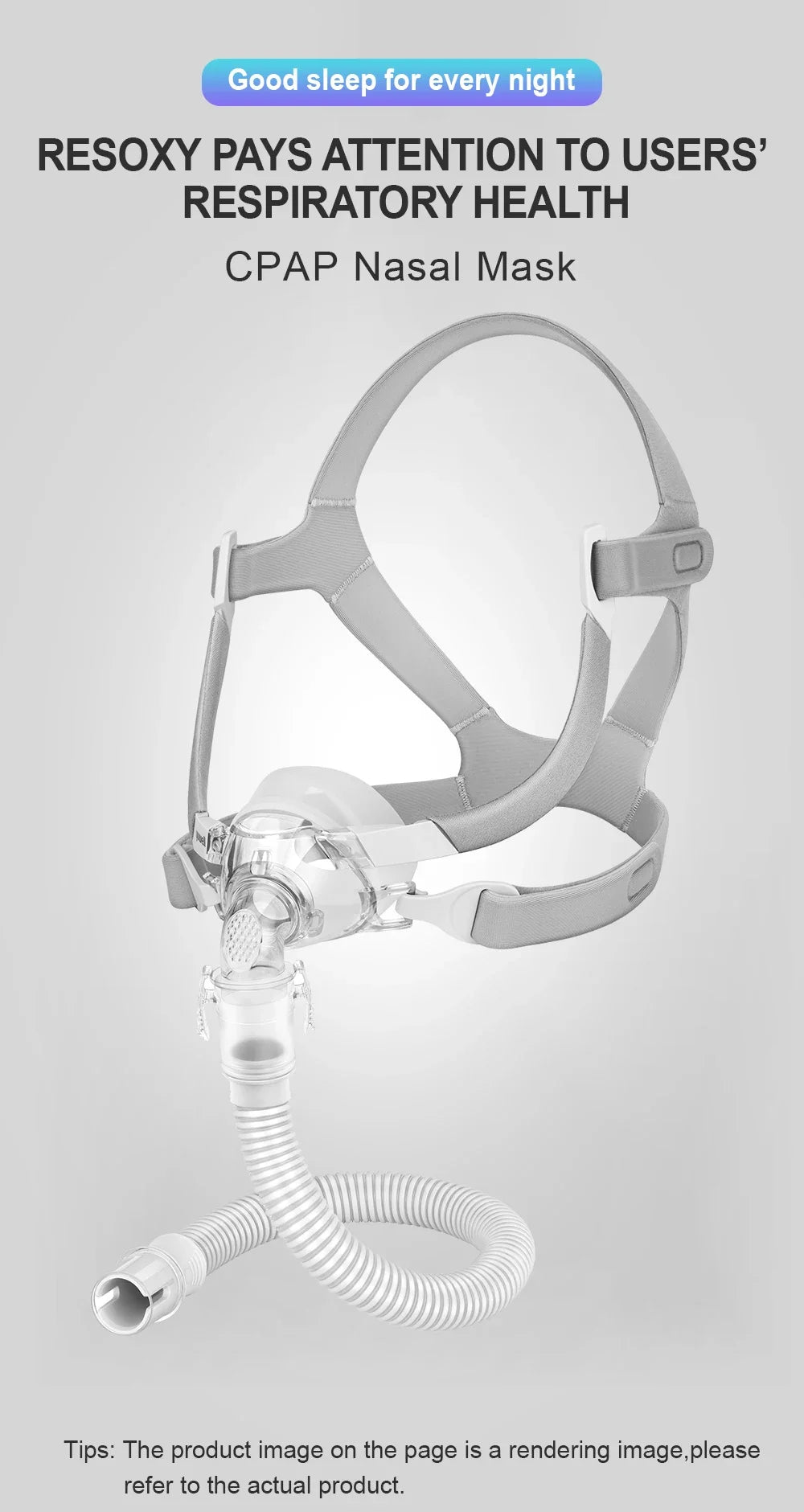 YUWELL Nasal CPAP Mask with Headgear Tube Silicon Gel Cushion for APAP CPAP Machine Sleep Apnea Anti Snoring CPAP Nasal Mask