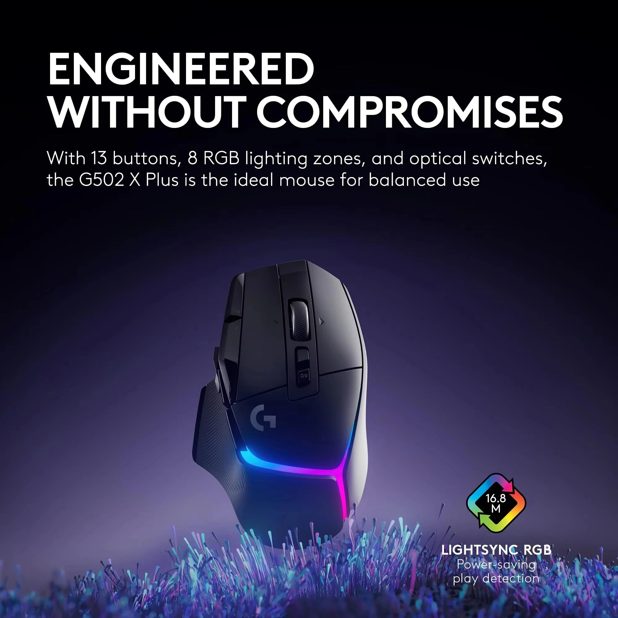 Logitech G502 X Plus Wireless Gaming Mouse - LIGHTSPEED Optical, LIGHTFORCE Switches, LIGHTSYNC RGB, HERO 25K Sensor for PC/Mac
